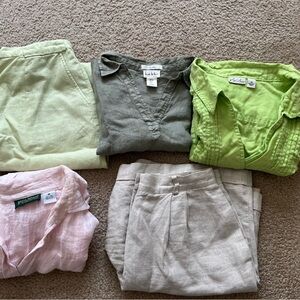 Mixed Linen Tops & shorts reseller lot of 5 bundle Nicole Talbots Kim Roger’s